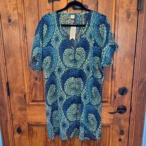 Blue and Green Patterned Women's cover up